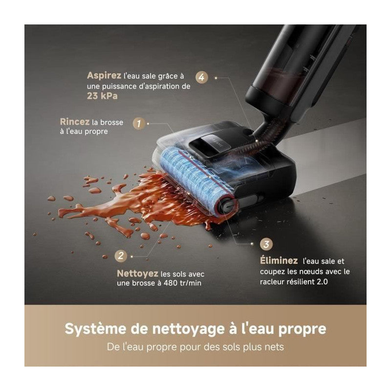 H15 Mix Aspirateur Laveur 7-en-1 - Bras Robotique Ia - Nettoyage Des Bords Triple - 23 Kpa - Lavage Brosse A L