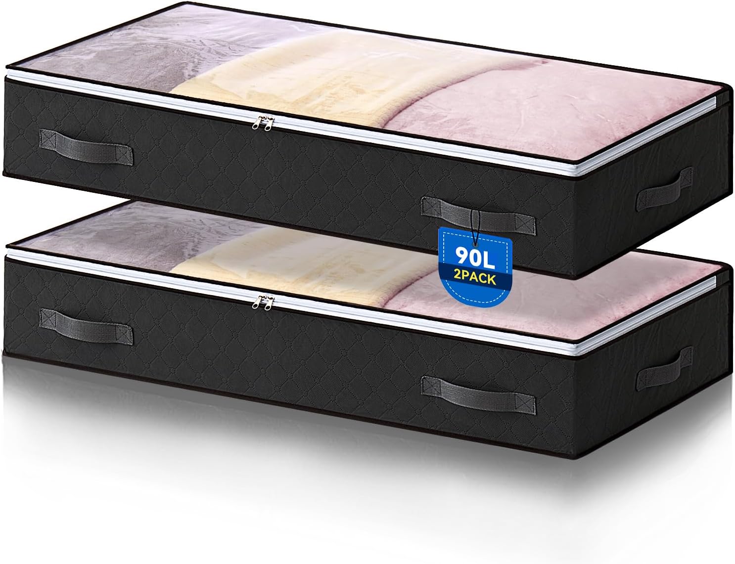 Lot de 2 Sacs de Rangement Noirs Pliables 90L Vendos85 - Mathon