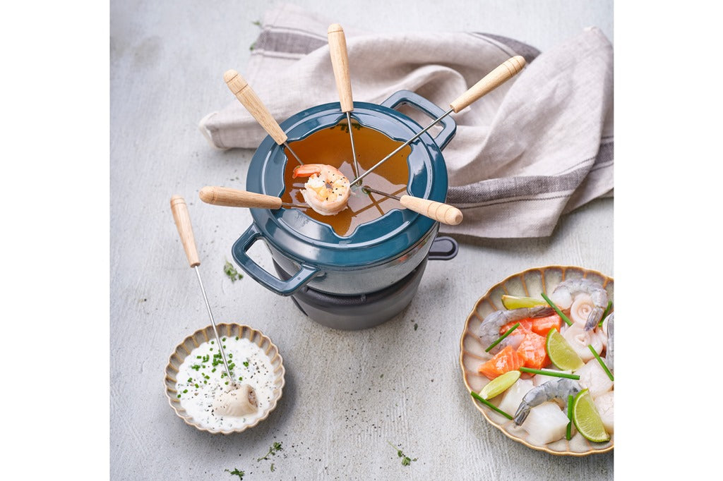 Service à Fondue en fonte, FONTESTIC, Bleu Canard, 6 personnes Cosy & Trendy - Mathon - 2