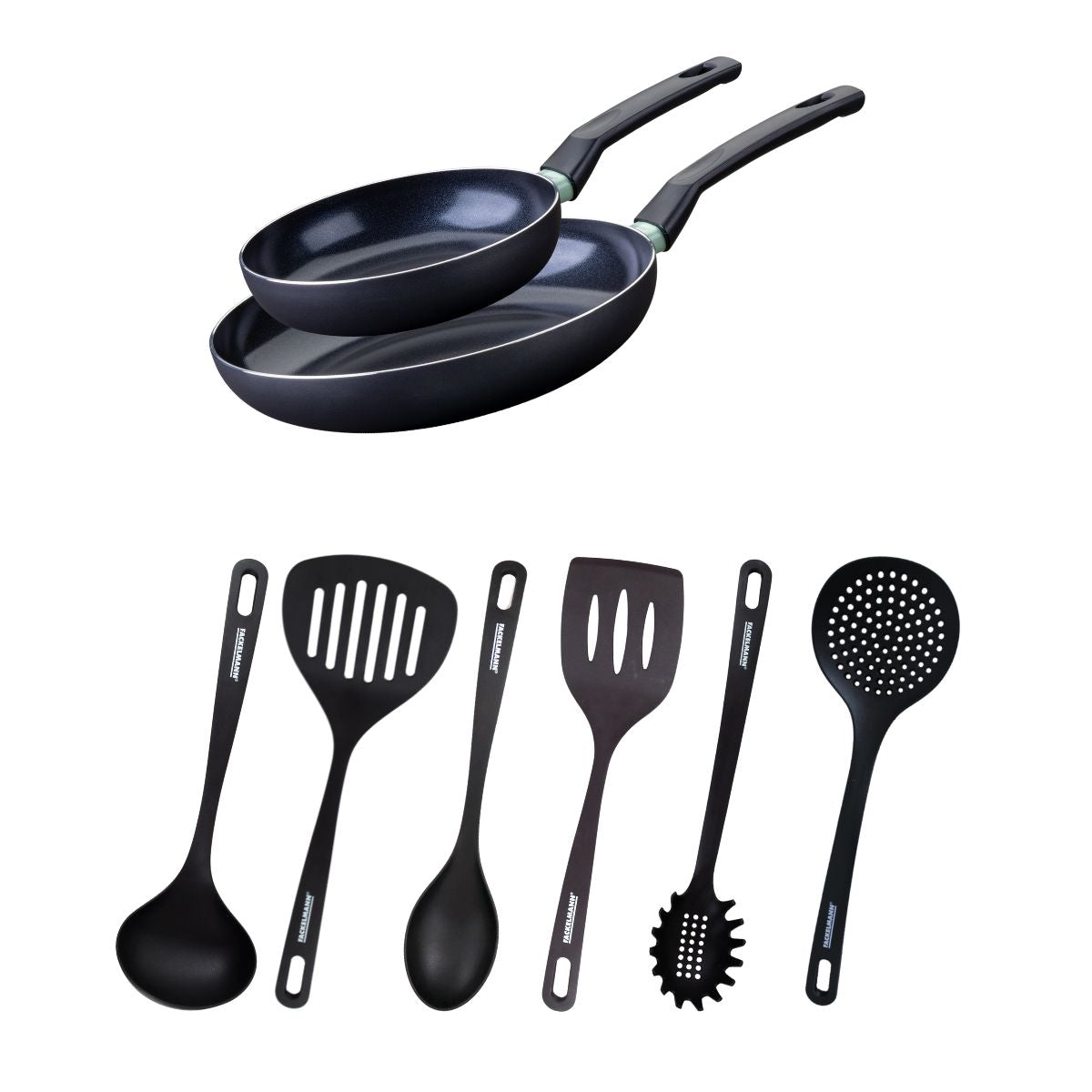 Ensemble de 2 poêles de 20 et 28 cm et 6 ustensiles  Brandao Fackelmann - Mathon - 1