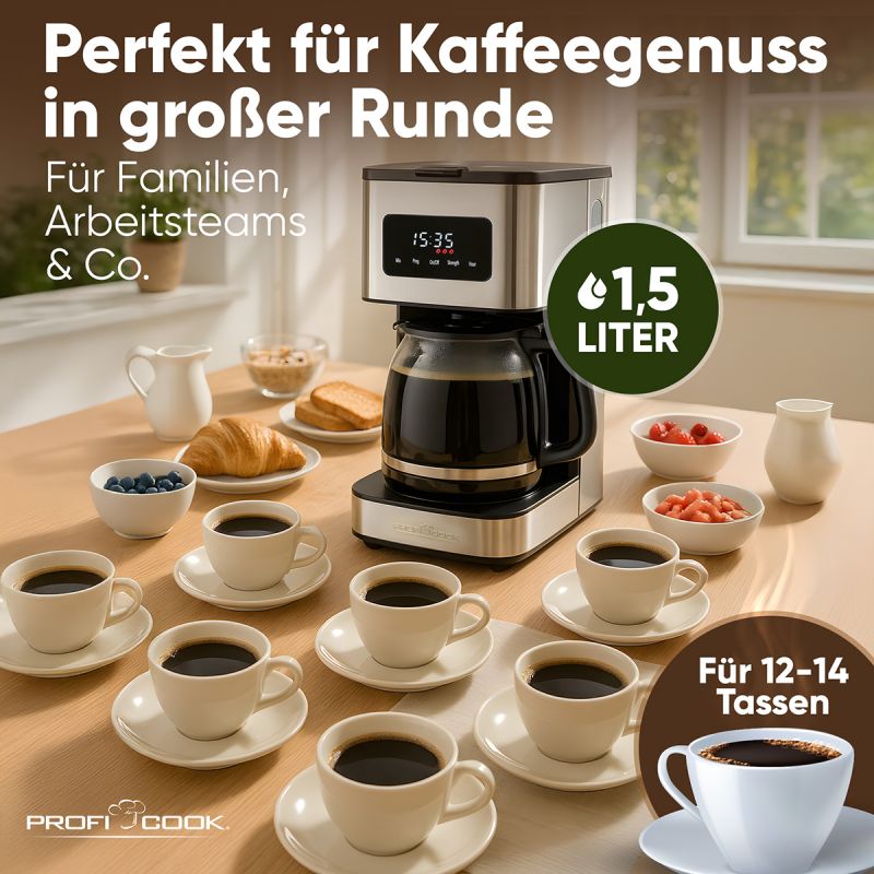 Machine à café 1,5L 900W Acier inoxydable Proficook PC-KA1299-Inox Proficook - Mathon - 4