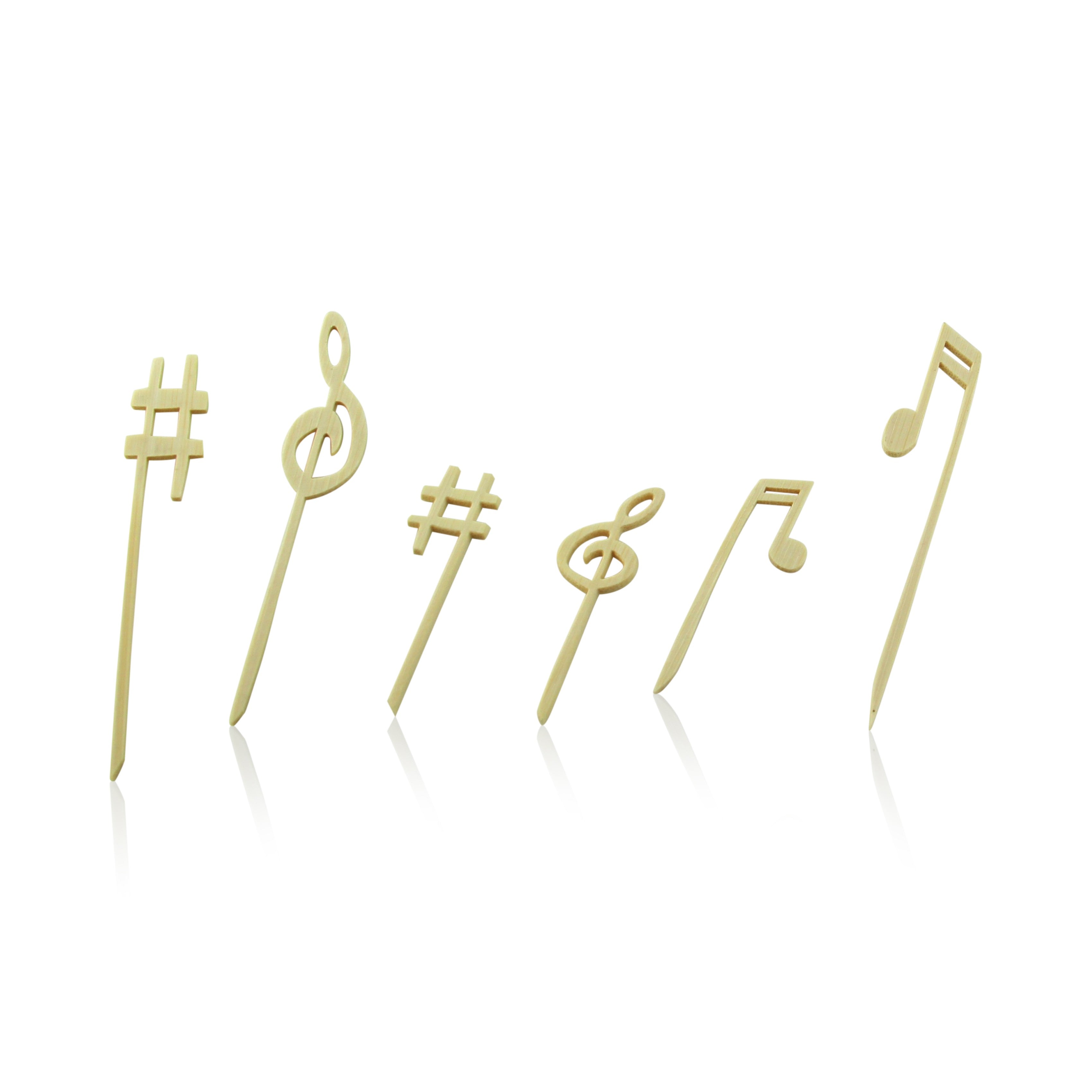 100Pcs - Pique bambou avec une extrémité décor musique   H120mm FirstPack - Mathon - 2