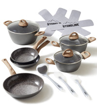 Back to Nature set de casseroles, 14 pcs., revêtement céramique, avec couvercles en verre Stoneline - Mathon - 2