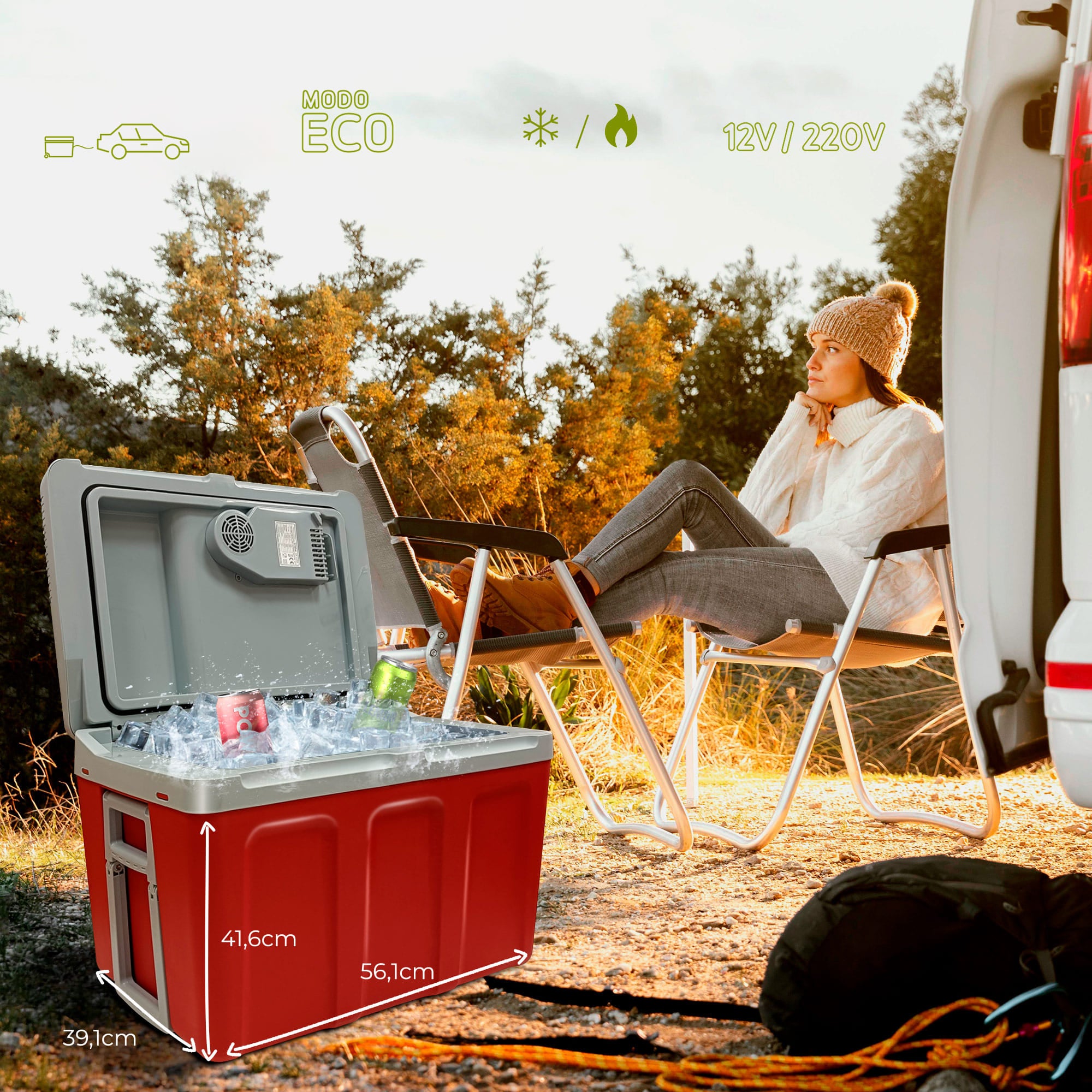 Glacière Électrique portable 40 Litres, 12V / 220 - 240V Voiture et Camping 58  Rouge CF1155RED - Mathon - 5