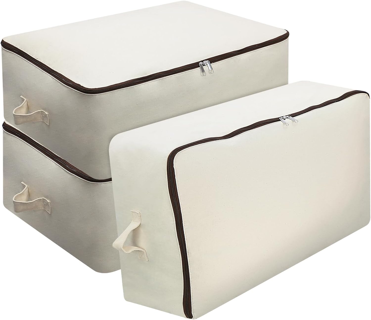 Lot de 3 sacs de rangement pliables beige 65x47x22 cm Vendos85 - Mathon