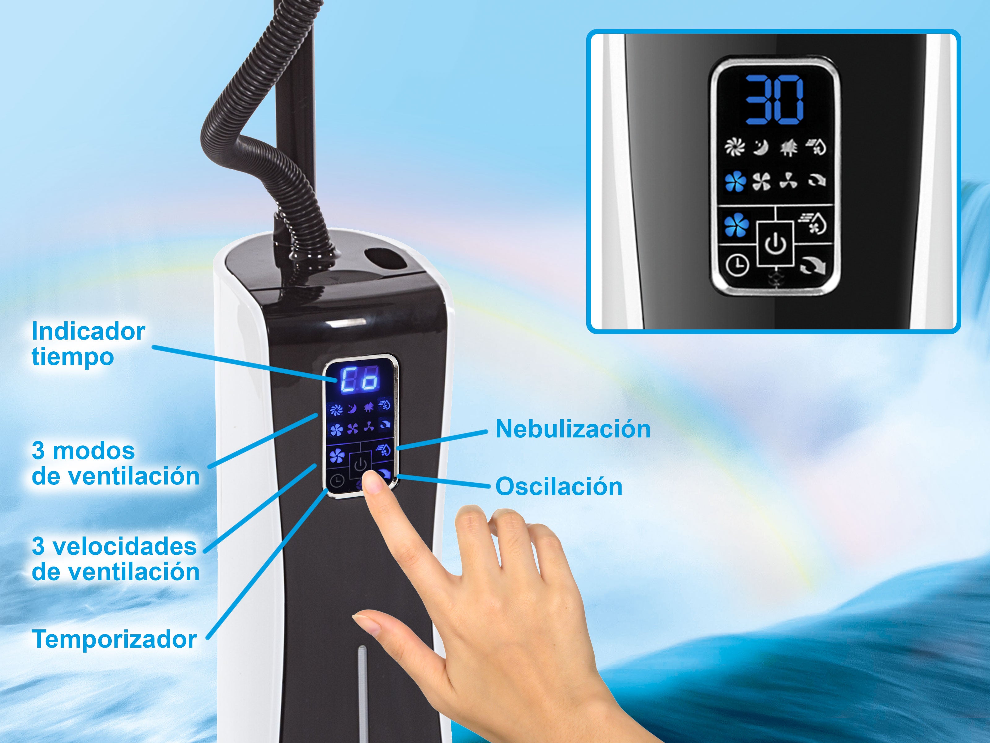 Ventilateur brumisateur à 3 vitesses avec télécommande Purline - Mathon - 6