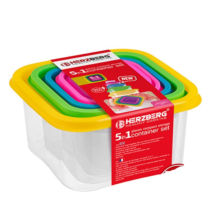 Ensemble de boites de conservations alimentaires 5 pièces Herzberg HGSFS5N1 Herzberg - Mathon - 2