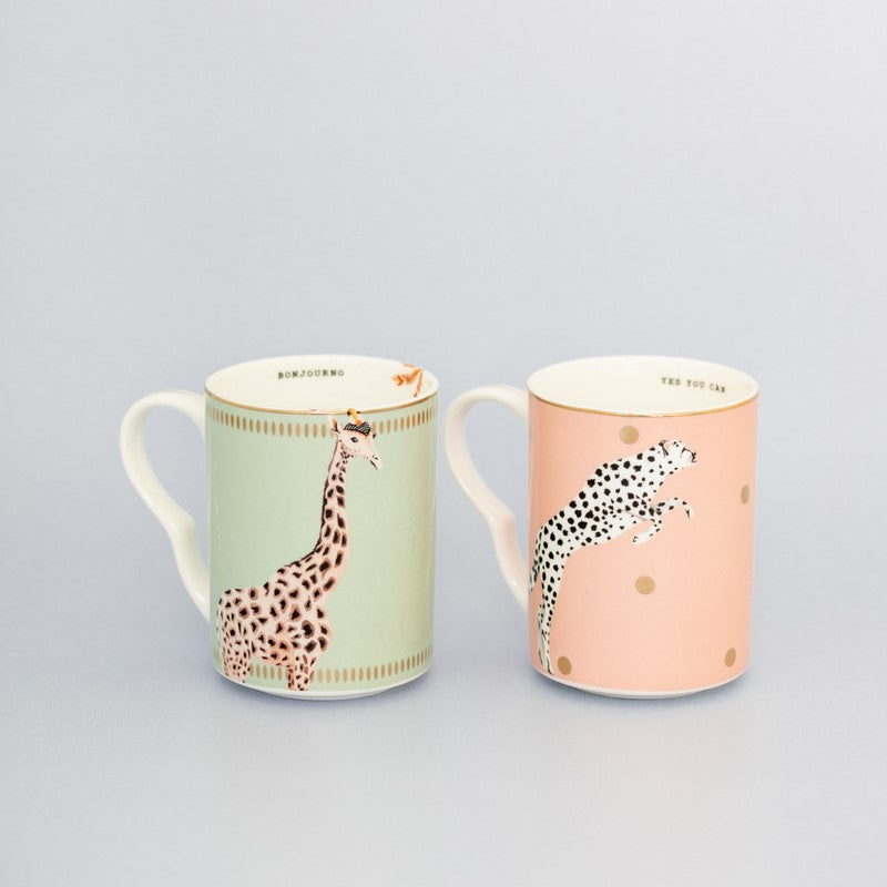 Carnival - Coffret 2 mugs 280ml - Guépard et Girafe Yvonne Ellen - Mathon - 1