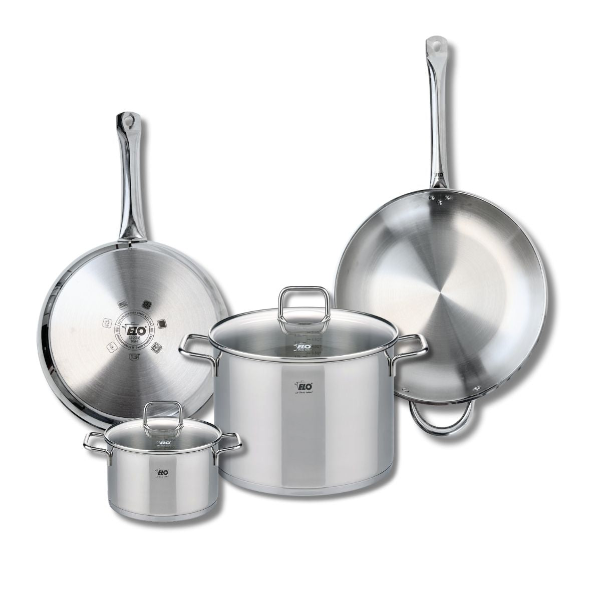 Ensemble de 2 Poêles de cuisson 28 et 32 cm et 2 faitouts 16 et 26 cm  Profi Citrin Elo - Mathon - 1