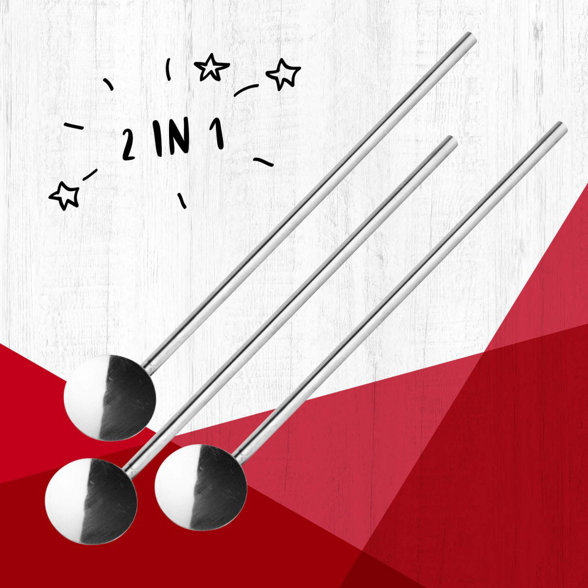 Lot de 3 cuillères à paille réemployables 18 cm  Bar Concept Fackelmann - Mathon - 2