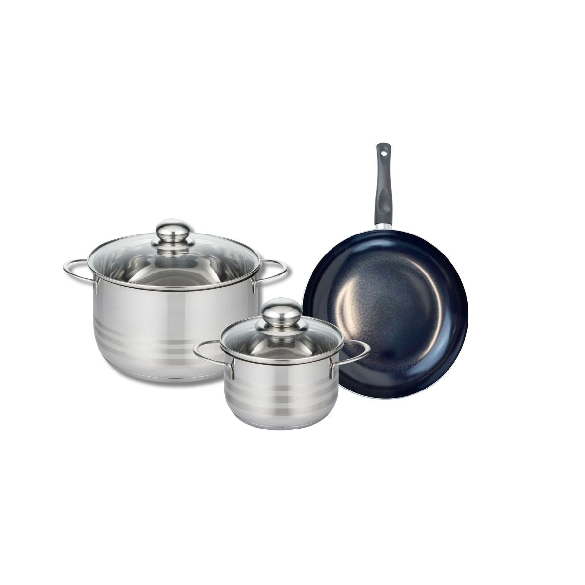 Ensemble de 1 Poêle de cuisson 24 cm et 2 faitouts 16 et 24 cm  Prima Brillant Elo - Mathon - 1