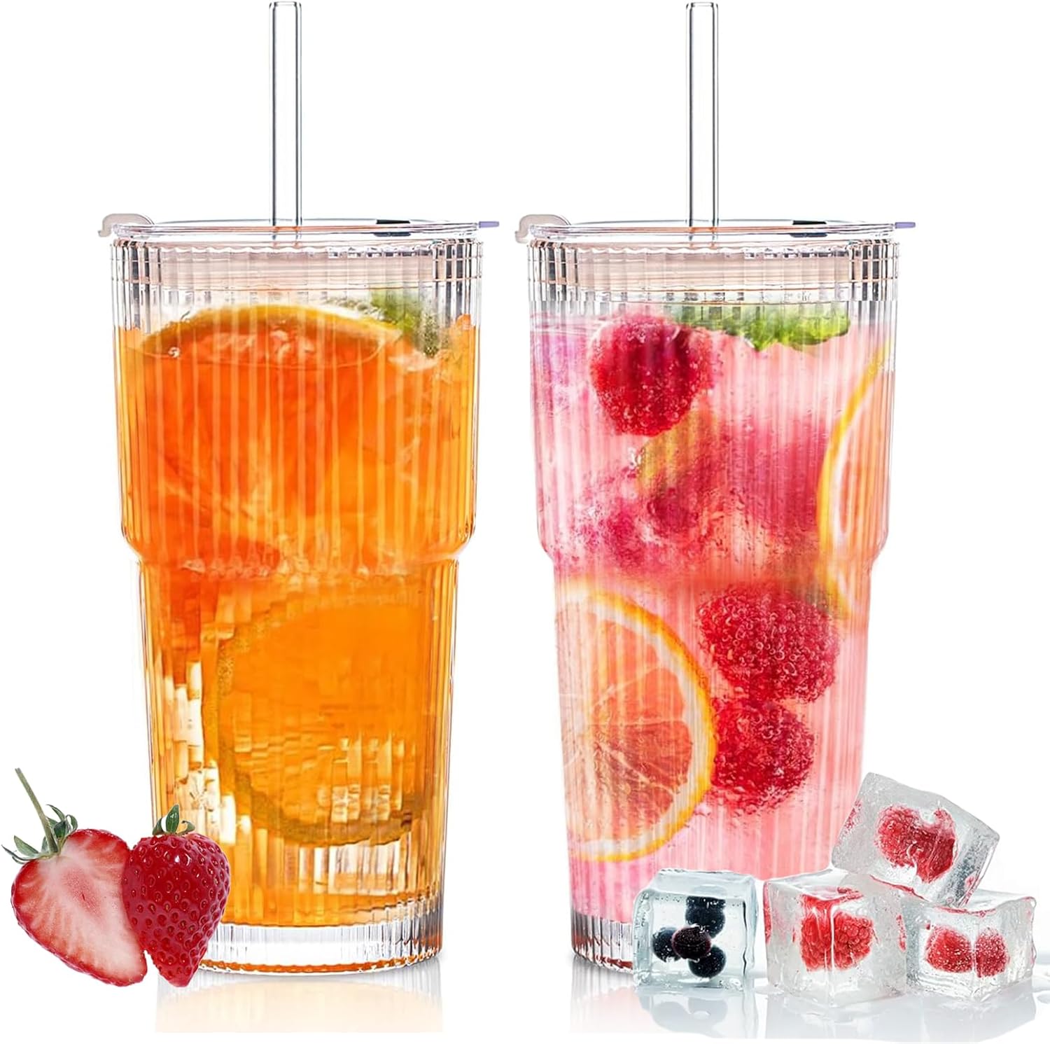 Verres avec Pailles et Couvercles Étanches – 2 pcs Vendos85 - Mathon