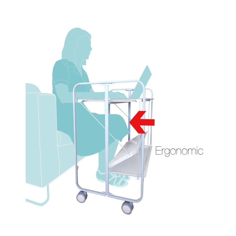 Desserte pliante 2 niveaux avec roulettes – structure gris aluminium, bauhaus Don Hierro - Mathon - 10