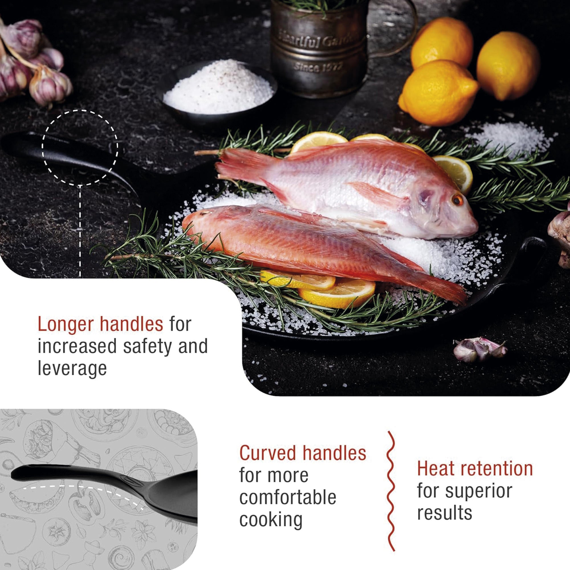 Plaque à Griller Comal en Fonte Émailleé Induction pour Pizza 30cm Feu, Barbecue  Noir 36379 - Mathon - 3