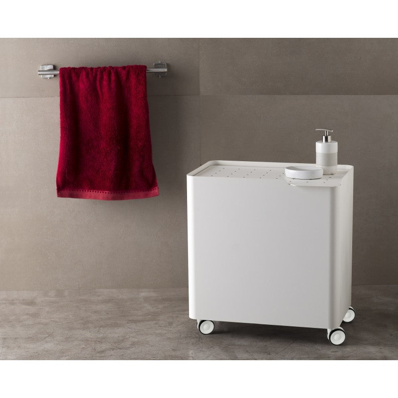 Panier à linge lucca sur roulettes – 60 l, 2 compartiments, fermeture douce, structure métallique blanche Don Hierro - Mathon - 7