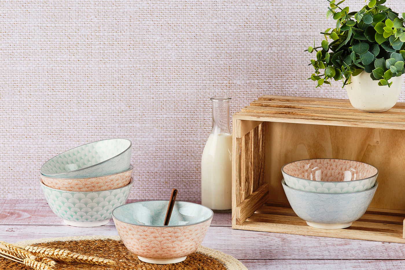 Lot de 6 bols moyens en porcelaine multicolore D15 Björn - Mathon - 2