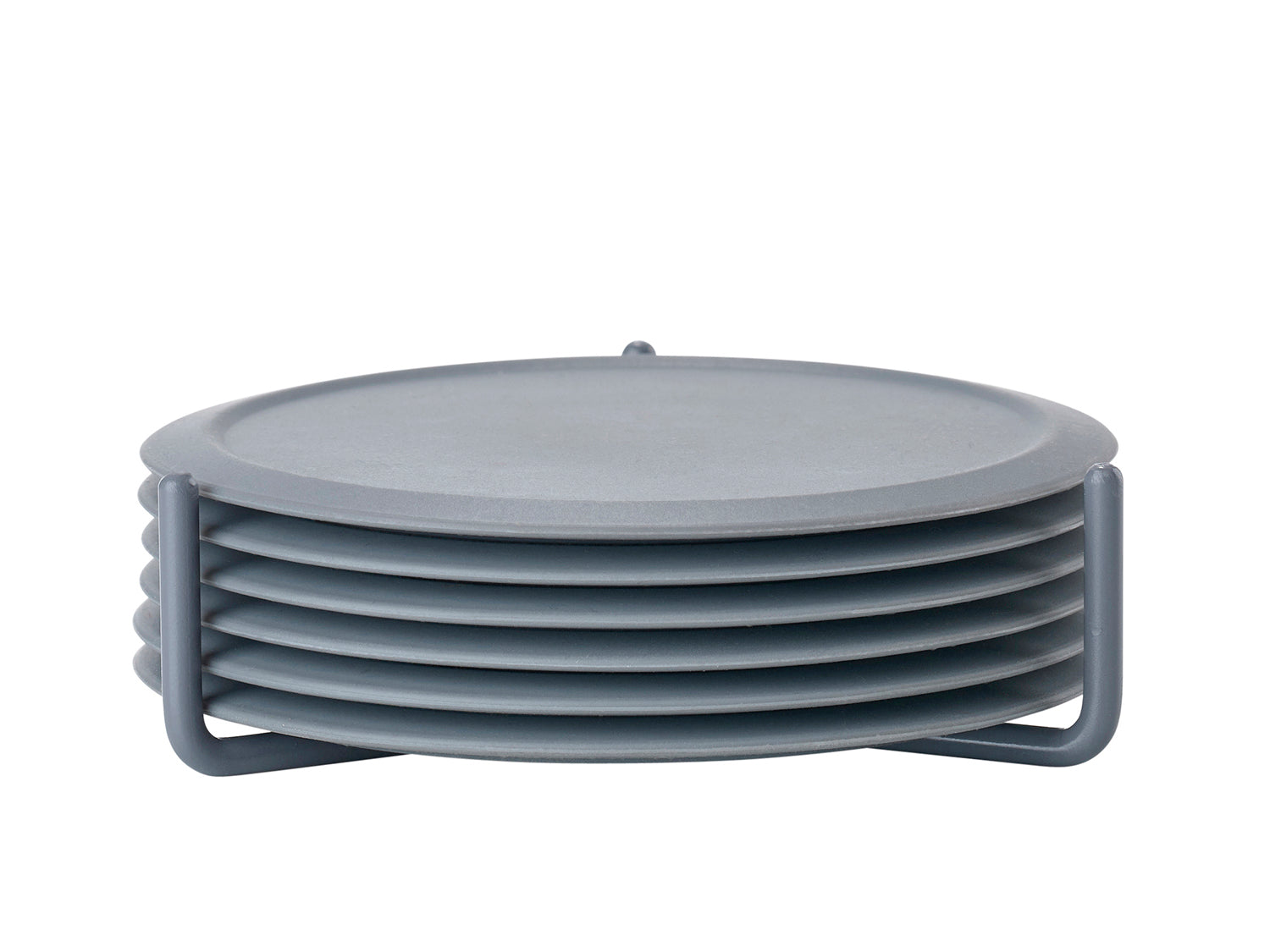 Ensemble de 6 dessous de verre SINGLES et support en silicone et métal Gris froid Zone Denmark - Mathon - 2