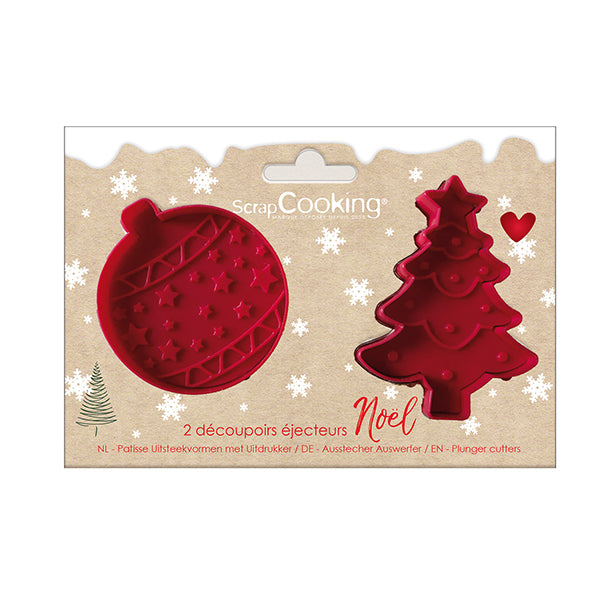 Set de 2 emporte-pièces éjecteurs Noël Scrapcooking - Mathon - 1