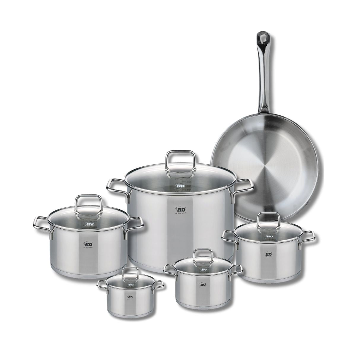 Ensemble de 1 Poêle de cuisson 28 cm et 5 faitouts 12, 14, 16, 20 et 26 cm  Profi Citrin Elo - Mathon - 1