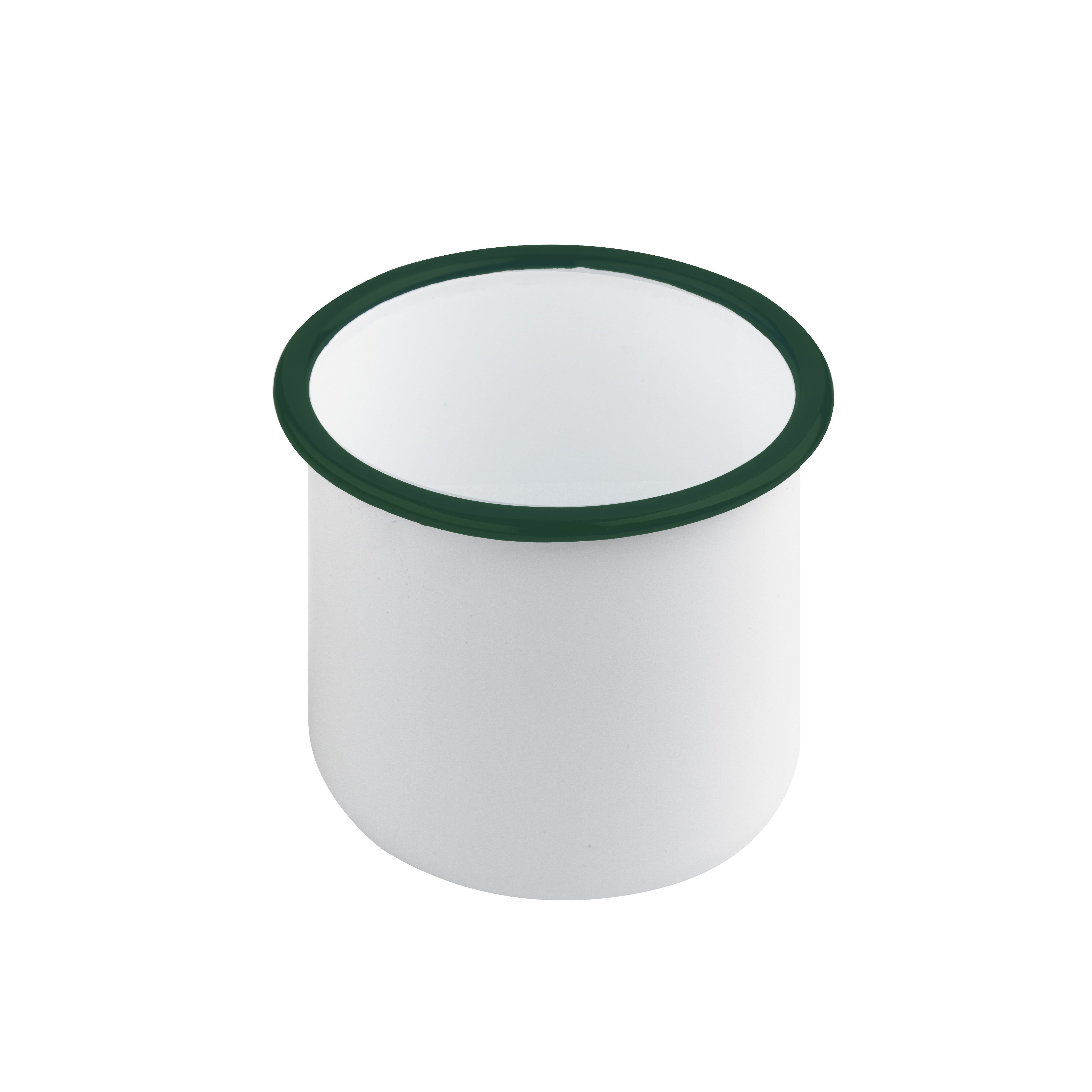 12Pcs - Pot enamel blanc en acier émaillé à bord droit et vert   H80mm 350ml FirstPack - Mathon - 1