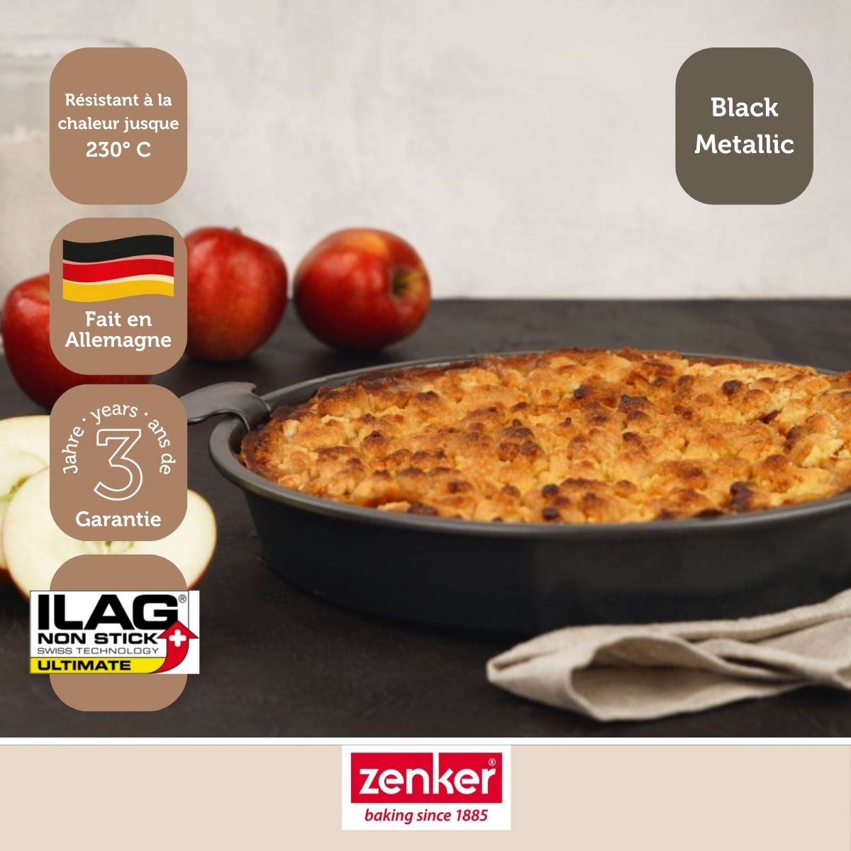 Moule à gâteau et quiches rond de 28 cm avec fond amovible Zenker Black Metallic Zenker - Mathon - 5