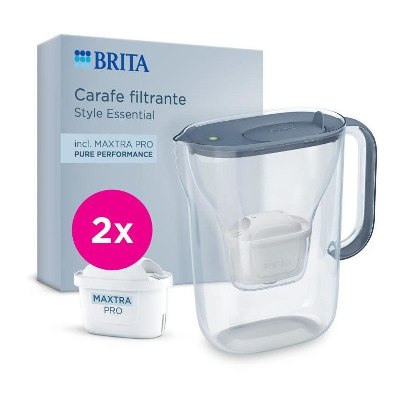 Carafe Filtrante Brita - Style Essential Bleu Minéral - Capacité 2,4l Dont 1,4l D