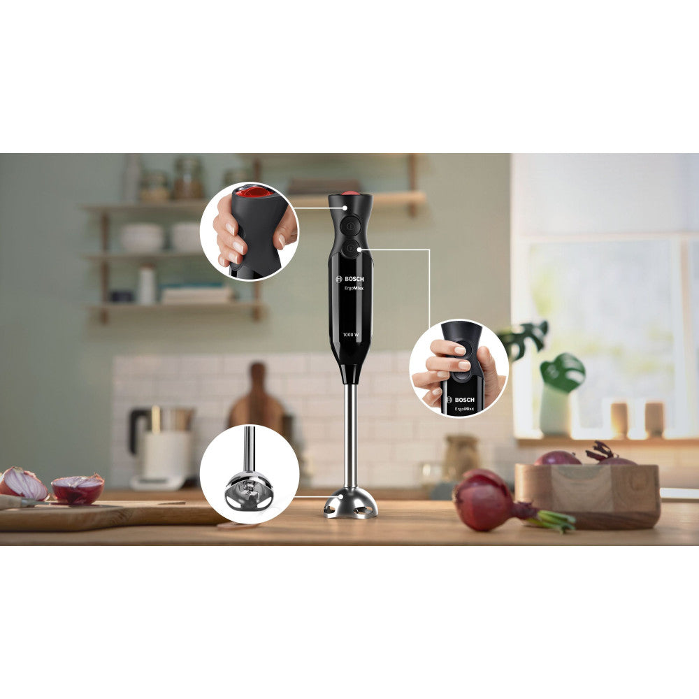 Mixeur Plongeant -   - Ms6cb6110 Ergomixx - 1000 W - 12 Vitesses + Turbo - Bol Mixeur - Noir Bosch - Mathon - 2
