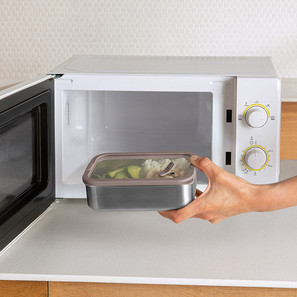 Boîte de conservation rectangulaire en inox avec couvercle en verre 700 ml compatible micro-ondes Mathon - Mathon - 2