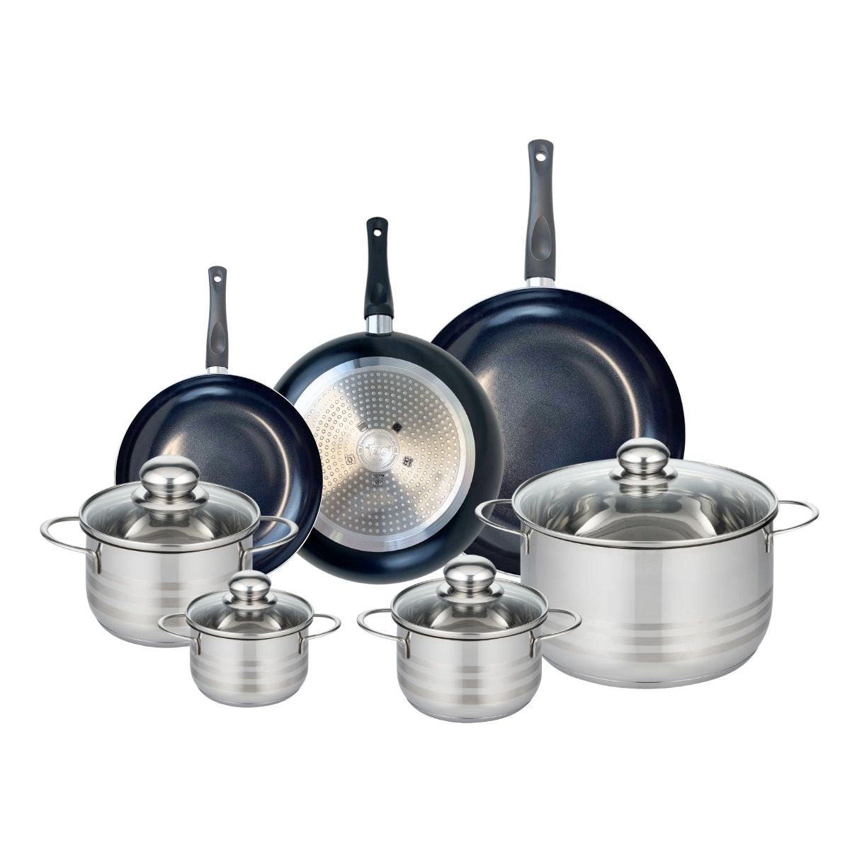 Ensemble de 3 Poêles de cuisson 20, 24 et 28 cm et 4 faitouts 12, 14, 16 et 24 cm  Prima Brillant Elo - Mathon - 1