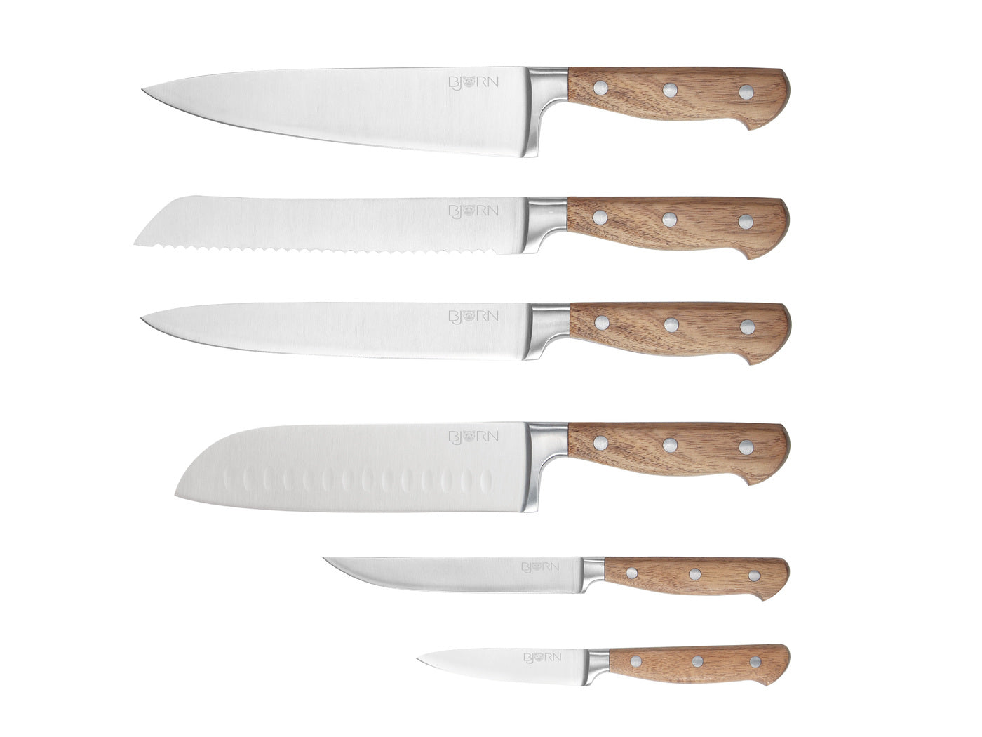 Lot de 6 couteaux de cuisine en inox marron D Björn - Mathon - 1