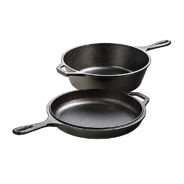 Set poêle 26 cm et sauteuse 3L en fonte naturelle avec double poignées Lodge - Mathon - 1