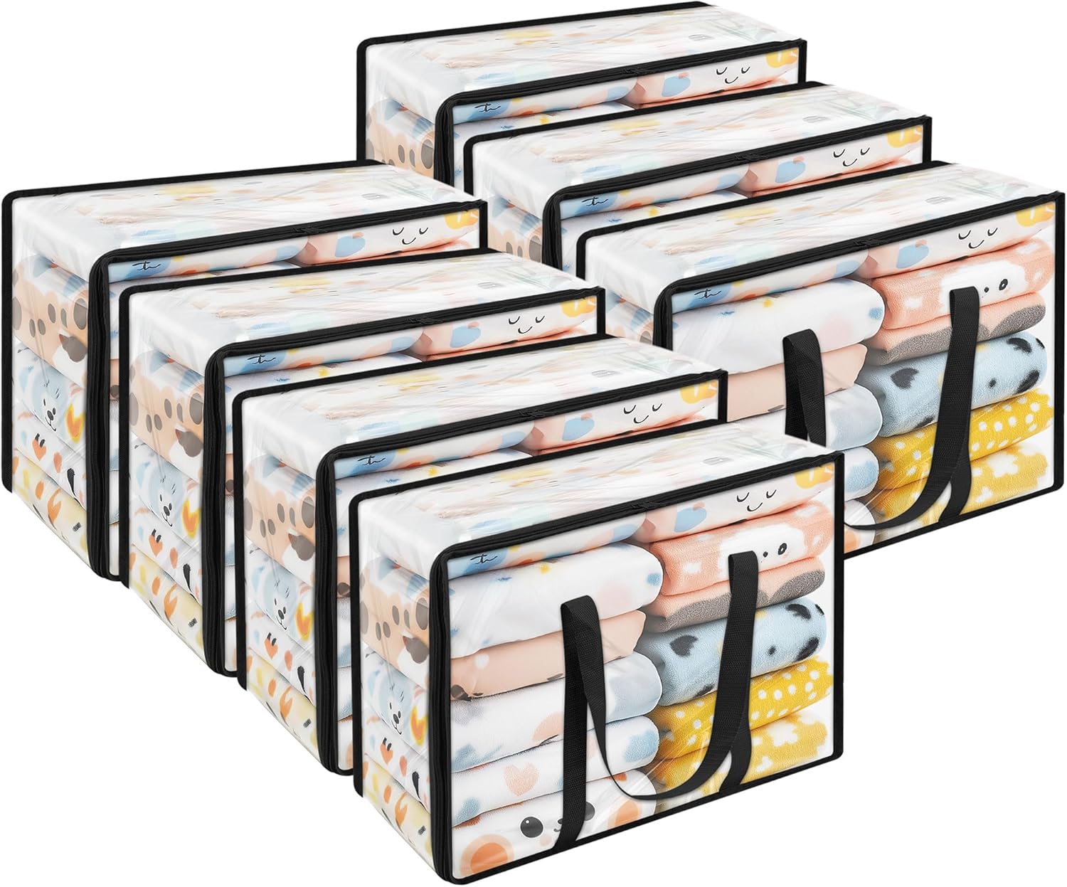 7 Sac de Rangement Transparent 60L avec Poignées et Zip Vendos85 - Mathon