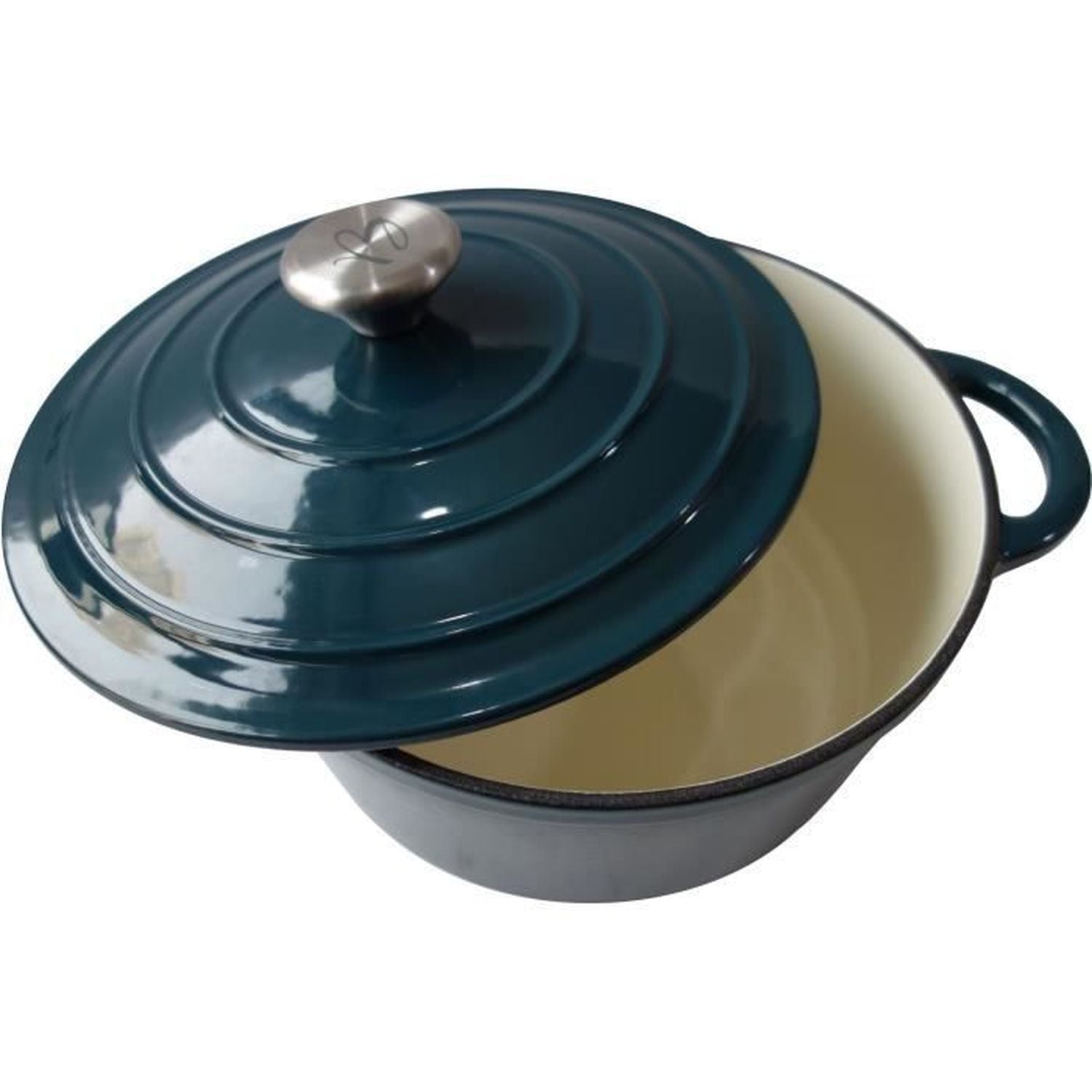 Cocotte baumalu24 cm - forme ronde - bleu vert Baumalu - Mathon - 1