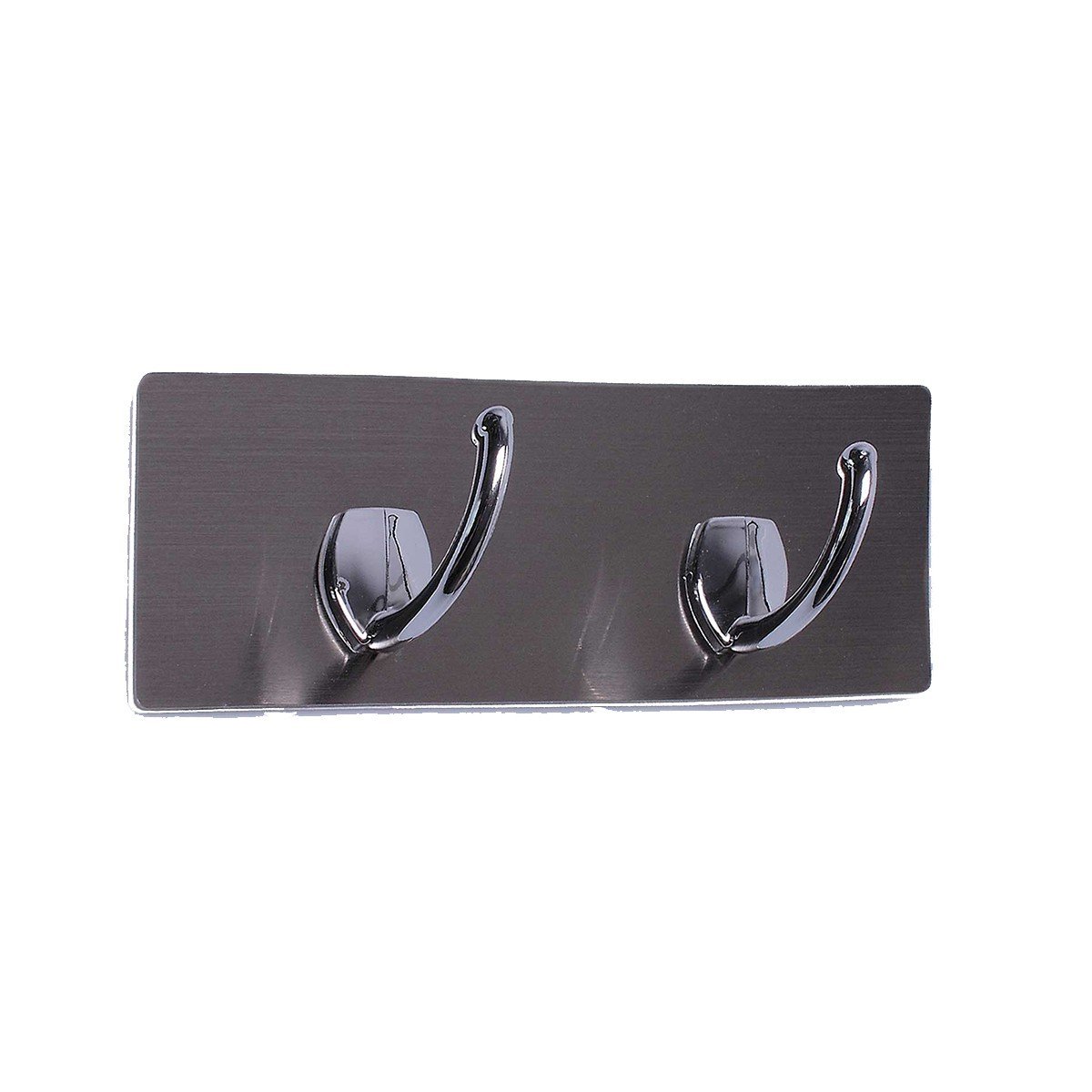 Plaquette adhésive 2 crochets gris 22 x 7.5 cm Astuceo - Mathon - 1