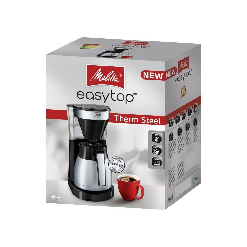 Cafétiere Filtre Melitta Easy Top Therm Ii Steel - Noir - 10 Tasses - Porte-filtre Compatible Lave-vaisselle Melitta - Mathon - 3
