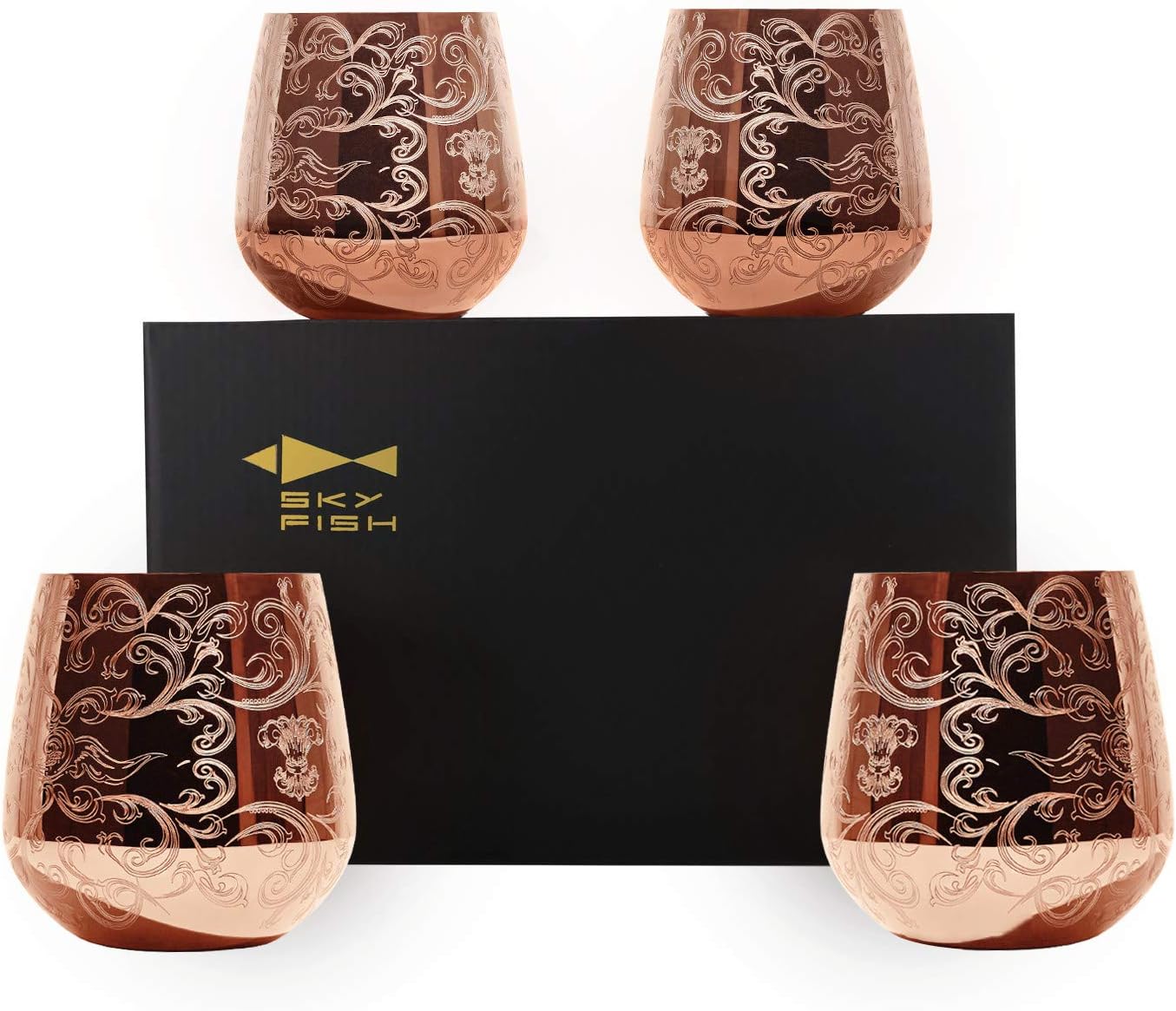 Verres à Vin en Acier Inoxydable Gravé Baroque Vendos85 - Mathon