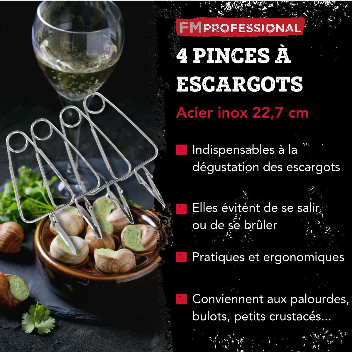 Lot de 4 pinces à escargot FM Professional - Mathon - 3