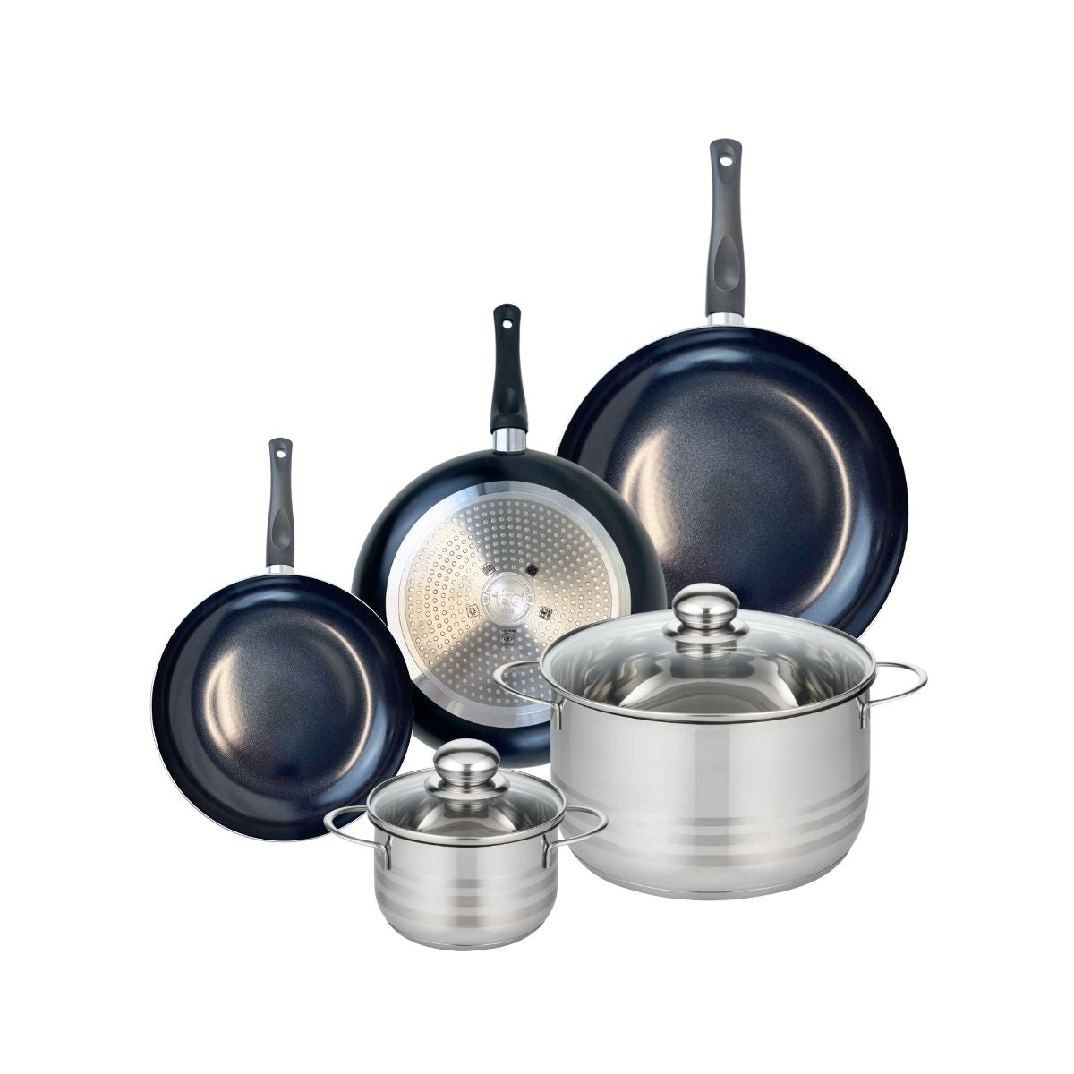 Ensemble de 3 Poêles de cuisson 20, 24 et 28 cm et 2 faitouts 14 et 24 cm  Prima Brillant Elo - Mathon - 1
