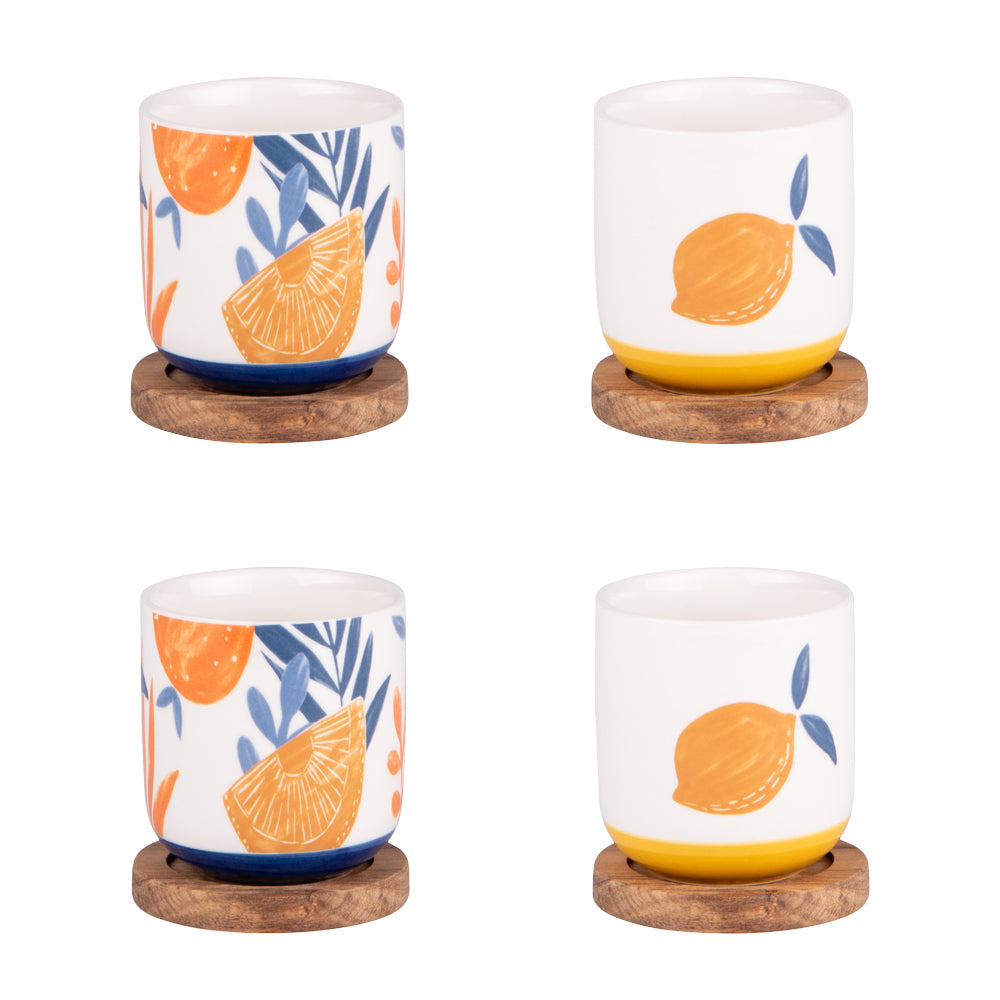 Coffret de 4 tasses avec sous tasses Sicilia 25 cl Table passion - Mathon