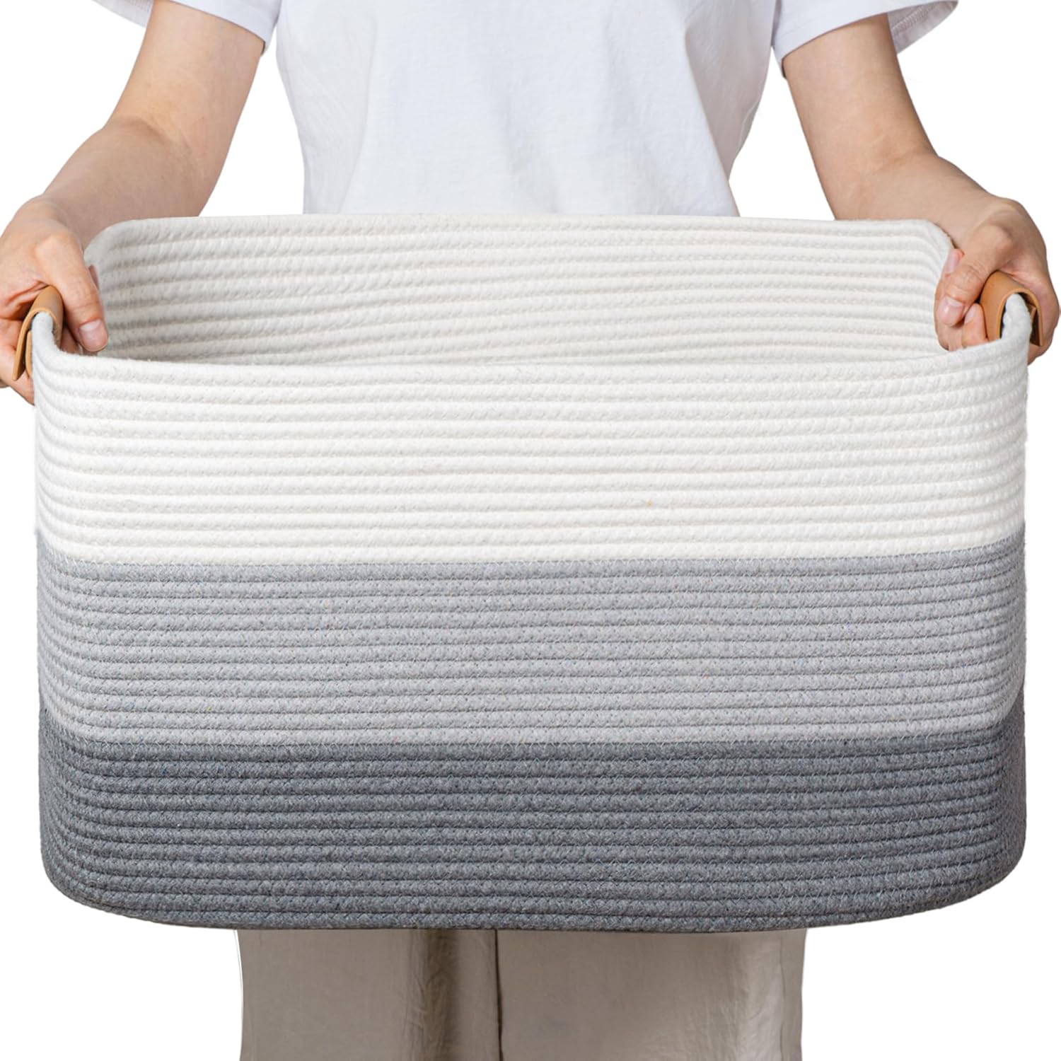 Panier de rangement 50 L en lin naturel – Gris Vendos85 - Mathon
