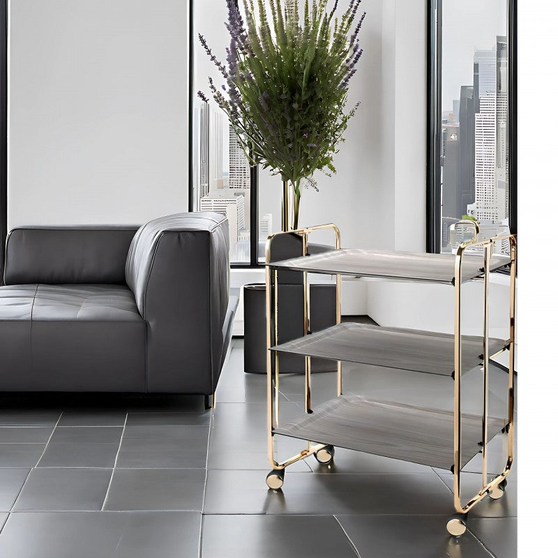 Desserte pliante 3 niveaux avec roulettes – structure recouverte d