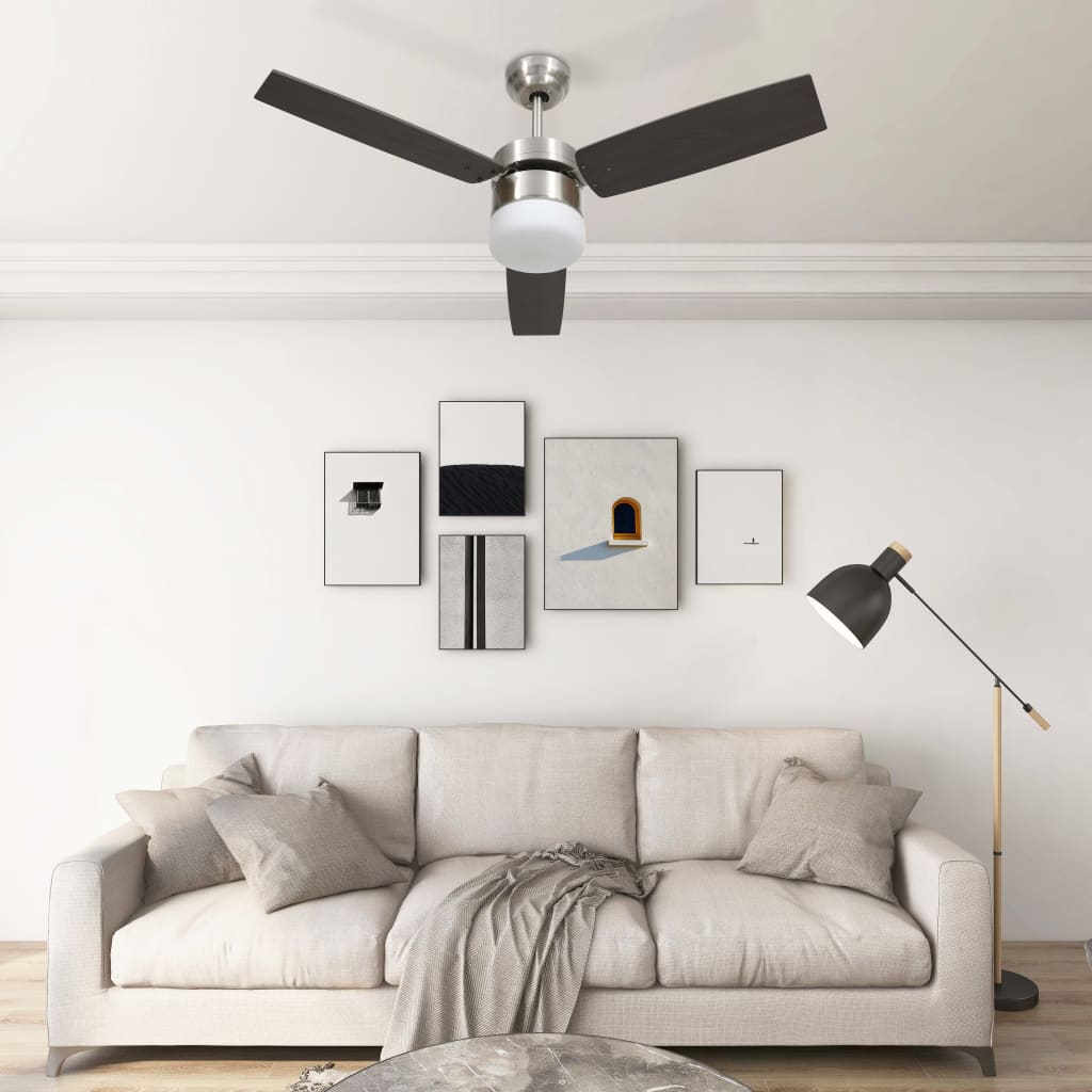 Ventilateur de plafond avec lumière et télécommande 108 cm Marron foncé VidaXL - Mathon