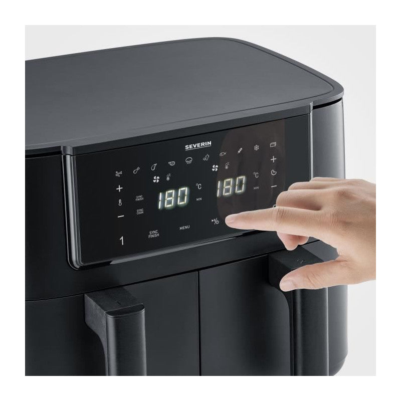 Friteuse A Air Chaud -   - Airfryer Fr2463 - Capacité 8 L - Double Cuve - 10 Programmes - 2600 W Severin - Mathon - 2