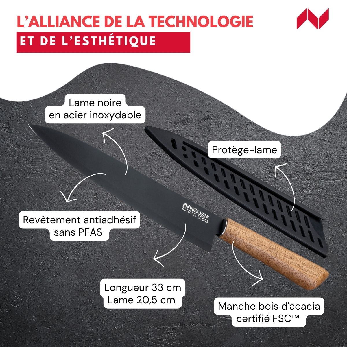 Couteau de chef 33 cm  Flow Nirosta - Mathon - 3