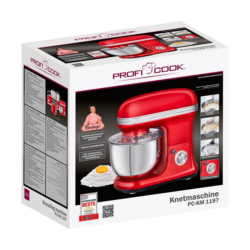 Robot pétrin multifonction 1200W vintage Proficook PC-KM 1197 Rouge Proficook - Mathon - 6