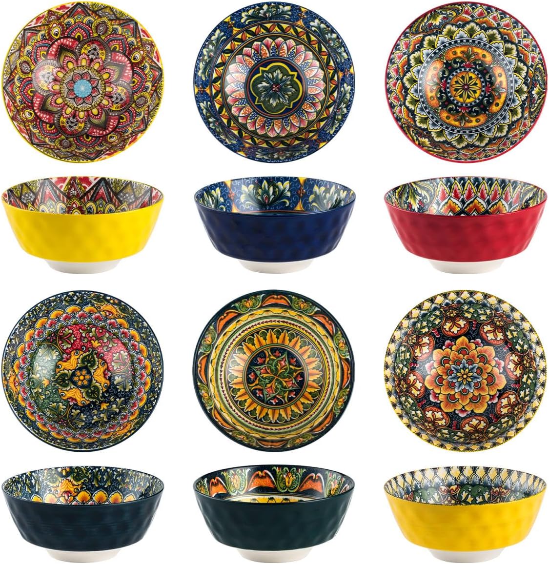 Set de 6 bols bohème en porcelaine – 7,5 x 16 cm Vendos85 - Mathon