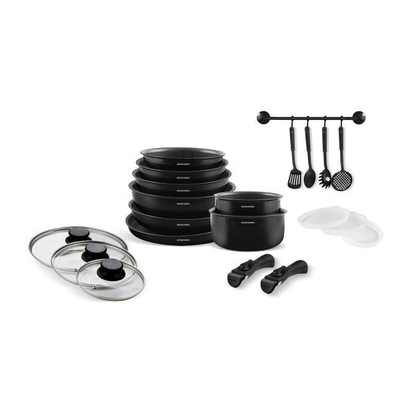 Batterie De Cuisine Induction -   - Am558 - Aluminium - 20 Pieces - Poignée Amovible - Tous Feux Dont Induction Arthur Martin - Mathon - 1