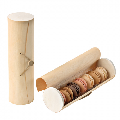 50Pcs - Boite bois cylindrique 7 macarons   H230mm FirstPack - Mathon - 1