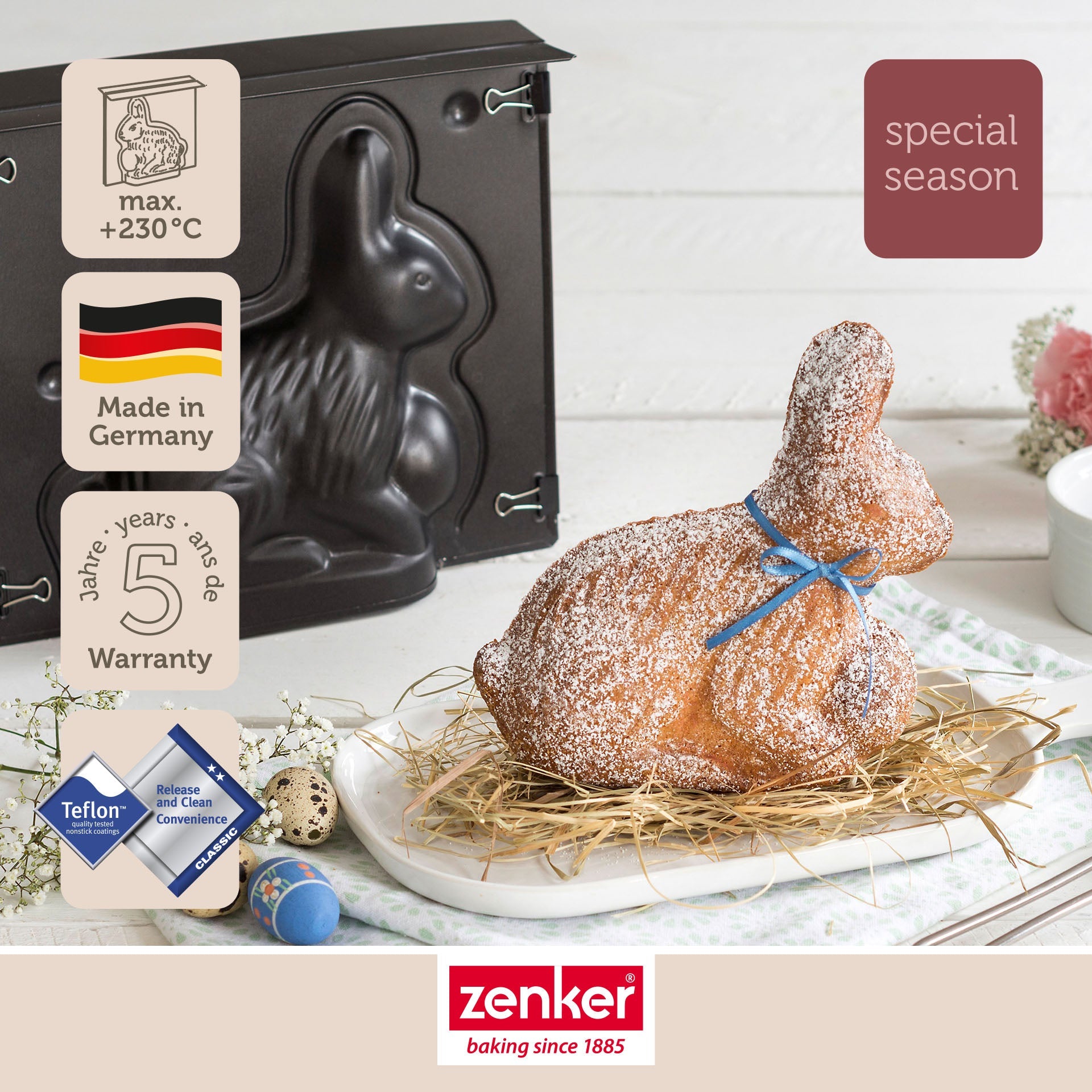 Moule à gâteaux 3D en forme de lapin de Pâques 600 ml Zenker Special Season Zenker - Mathon - 2