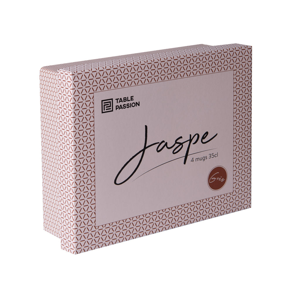Coffret de 4 mugs Jaspe 35 cl beige Table passion - Mathon - 2